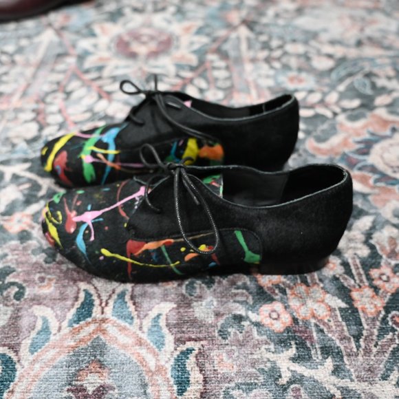 Lola Ramona Size 39 Cowhide Painted Retro Lace Up Shoes | Size 39 / US9 - Picture 3 of 12